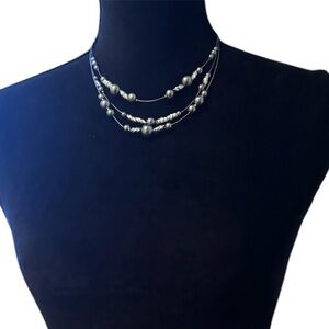 Napier Silver Beaded Necklace and additional long fashion neckless